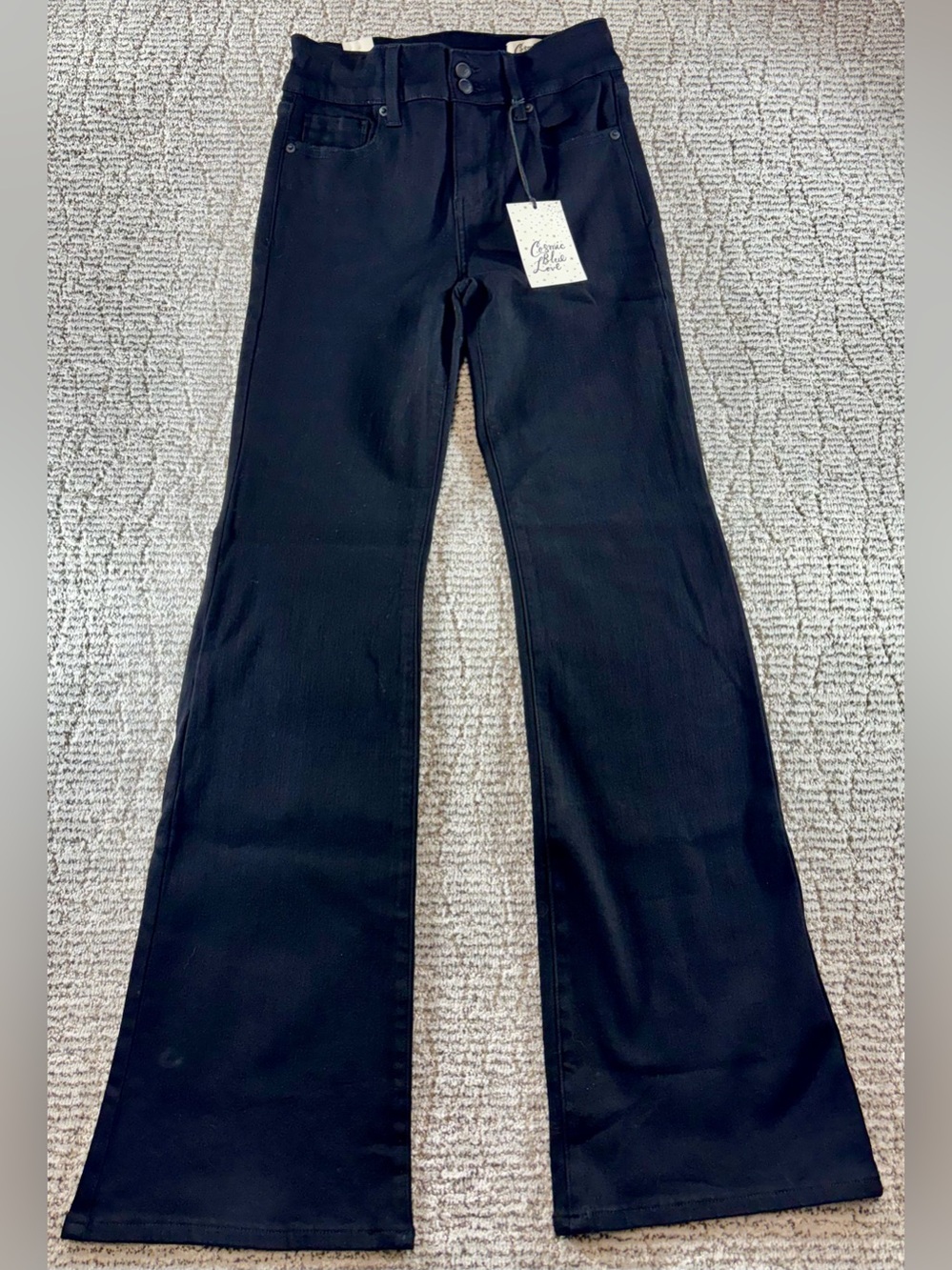 NWT Cosmic Blue Love by Pistola Size 26 Onyx Bianca Double Button Flare Jeans